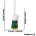 Pendentif botte de Noël en peluche verte avec bordure blanche et détails de dimensions - Botte Verte
