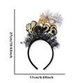 2026 Happy New Year headband with gold glitter numbers and champagne glass fringe - New Year Headband / Clock 2026