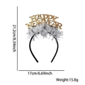 Golden Happy New Year headband with tinsel trim and glitter lettering for party decoration - New Year Headband / Happy New Year Silver Tinsel Style