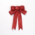 23CM large red glitter bow ornament with long ribbons for Christmas tree decoration - 23.4x18cm / Red