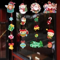 Cartoon Merry Christmas paper hanging ornaments with Santa and reindeer for shop window decor - 4 Pieces Set / Christmas Hanging Banner - HY4