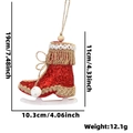Red glitter ice skate Christmas tree ornament with lace trim and rustic hemp rope hanger - Red Sequin Ice Skate