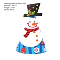 Gorro de Navidad DIY de papel con rayas azules y muñeco de nieve para niños, 24cm - Estilo Muñeco de Nieve con Rayas Azules y Blancas (HY-M-102)