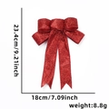 Fiocco rosso glitterato da 23cm per decorazione albero di Natale e pacchi regalo - Fiocco Bordato da 23cm / Rosso