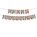 Striscione di Buon Natale con illustrazioni colorate di Babbo Natale e renne su bandierine - Dolcetto o Scherzetto