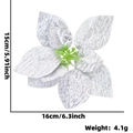 Silver 15cm Christmas Poinsettia flower with glitter texture and green center core - 16cm / Silver