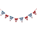 Christmas bunting banner with red and blue triangles featuring Santa and Snowman graphics - Triangle Flag S-3 (Pull Flag)