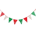 Christmas triangular pennant banner with red and green holiday patterns for party decor - Triangle Flag S-4 (Pull Flag)