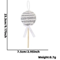 Adorno de árbol de Navidad piruleta de lentejuelas plateadas con lazo blanco y madera - Adorno de Piruleta Plateada a Rayas
