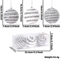 Lot de 3 boules de Noël blanches et argentées à paillettes dans une boîte claire - Argenté
