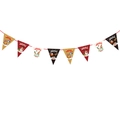 Christmas paper bunting banner with cartoon Santa and reindeer on colorful flags - Triangle Flag S-7 (Pull Flag)