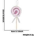 Décoration sucette de Noël rose et blanc avec paillettes, dimensions de 22cm de hauteur - Pendentif Sucette Rose en Spirale