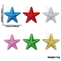 6er-Set bunte Glitzer-Weihnachtsstern-Anhänger aus Schaumstoff mit Kordeln, 7,5 cm Größe - 7.5cm Mehrfarbiger Stern (Weihnachts Glitzer Stern (WL))