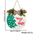 Round wooden Christmas door sign with Merry & Bright text and black white plaid bow - 28cm Board / Green Christmas Tree Letter Sign