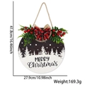 Targa natalizia rotonda in legno per porta con testo Merry Christmas e fiocco a quadri - Tavola da 28cm / Cartello con lettere dell'albero di Natale