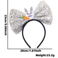 Serre-tête de Pâques à paillettes avec nœud, lapin en peluche blanc et carotte - Style Lapin Carotte