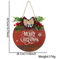 Round wooden Merry Christmas door sign with red bow and artificial pine berries - 28cm Board / Snowflake Letter Sign