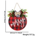 Christmas round wooden sign with red black plaid merry design and pine cone bow - 28cm Board / Buffalo Plaid Letter Sign Style A