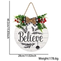 Christmas round wooden 'Believe' sign with black and white bow, 40.2x28cm size - 28cm Board / Pine Bell Letter Sign