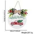 Wooden Merry Christmas door sign with red truck, plaid bow, and green foliage decor - 28cm Board / Red Truck Letter Sign