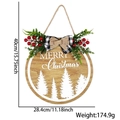 Round wooden Christmas door sign with Merry Christmas text, bow, berries, 11 inch width - 28cm Board / Natural Wood Christmas Tree Letter Sign