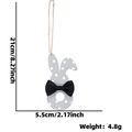 Décoration de lapin de Pâques gris à pois blancs avec nœud, taille 21x5,5cm - Lapin Gris à Pois avec Nœud Noir