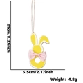 Lapin de Pâques en bois jaune avec nœud rose et finition rustique, hauteur 21 cm - Lapin Jaune avec Nœud Rose