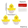 Handmade DIY yellow felt chick ornament set with size details and adhesive stickers - Eggshell Chick Felt Sticker