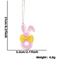 Pink wooden Easter bunny ornament with yellow bow and dimensions for festive decor - Pink Rabbit with Yellow Bow