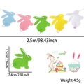 Easter multi-colored felt bunny banner with white pom poms for festive party wall decor - Colorful Rabbit Felt Banner