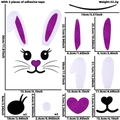 DIY Easter bunny face wall sticker set with purple glitter felt ears and dimension labels - Purple Rabbit Ear Style