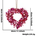 Valentine's Day heart wreath decoration in red pink white sequins with hanging rope - Large Multicolor Heart Wreath