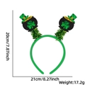 Serre-tête Saint-Patrick avec deux pots noirs et des trèfles à paillettes vertes - Style Haut-de-Forme Pot de Pièces d'Or