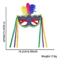 Purple carnival mask with colorful feathers and side ribbons, size 16.2cm by 31.6cm - One Size / Carnival Glasses Style F