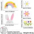 Oster-Wandsticker Set mit Filz-Hasen, Regenbogen und Blumen für DIY-Dekorationen - Hase Regenbogen Stil