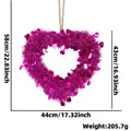 Pink heart-shaped tinsel wreath with sequins and rustic twine hanger, size 44x43cm - Large Rose Red Heart Wreath