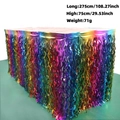 Jupe de table arc-en-ciel à franges métalliques, décor de fête, 275 cm de long et 75 cm haut - Style de Vague à Lame Courbe / 75x275cm / Ombré Arc-en-ciel
