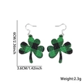Pendientes de trébol verde con purpurina y patrón de cuadros para San Patricio fest - Trébol de Cuadros Negro Verde