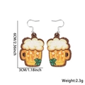 Creative St. Patrick's Day beer mug earrings with green clover and size measurements - Beer Mug Style