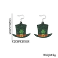 St. Patrick's Day green glitter leprechaun hat earrings with lucky shamrock design - Top Hat Style