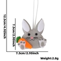 Gray felt Easter bunny ornament holding carrot with dimensions and hanging string - Grey Rabbit Holding Carrot