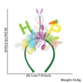 Easter HOP headband with rabbit ears and colorful tinsel, 26.2cm height, green finish - One Size / HOP Letter Style