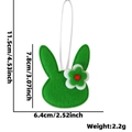 Easter felt green bunny head hanging ornament with flower detail and size specifications - Green Rabbit Head with Flower