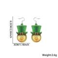 Saint Patrick's Day green glitter hat and gold coin acrylic drop earrings - Gold Coin Hat Style