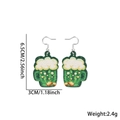 Glittery green beer mug earrings for St. Patrick's Day party accessories - Green Beer Mug