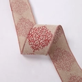 Cinta navideña 2M con patrones de purpurina roja vintage y bordes cosidos rojos - Estilo Natural de Imitación de Lino