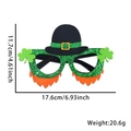 Green glitter St. Patrick's Day shamrock glasses with orange beard and leprechaun hat - Irish Festival Glasses / Hat and Beard Style