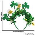 St. Patrick's Day Haarreif mit grünen Pailletten, Kleeblättern und Bierkrügen, 25cm - Einheitsgröße / Bierkrug Kleeblatt Lametta Stirnband