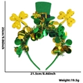 St. Patrick's Day Haarreif mit grünem Zylinder und goldfarbenen Pailletten Kleeblättern - Einheitsgröße / Zylinder Kleeblatt Lametta Stirnband