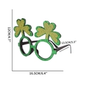 Green glittery shamrock party glasses for St. Patrick's Day celebration with dimensions - Irish Festival Glasses / Slim Shamrock